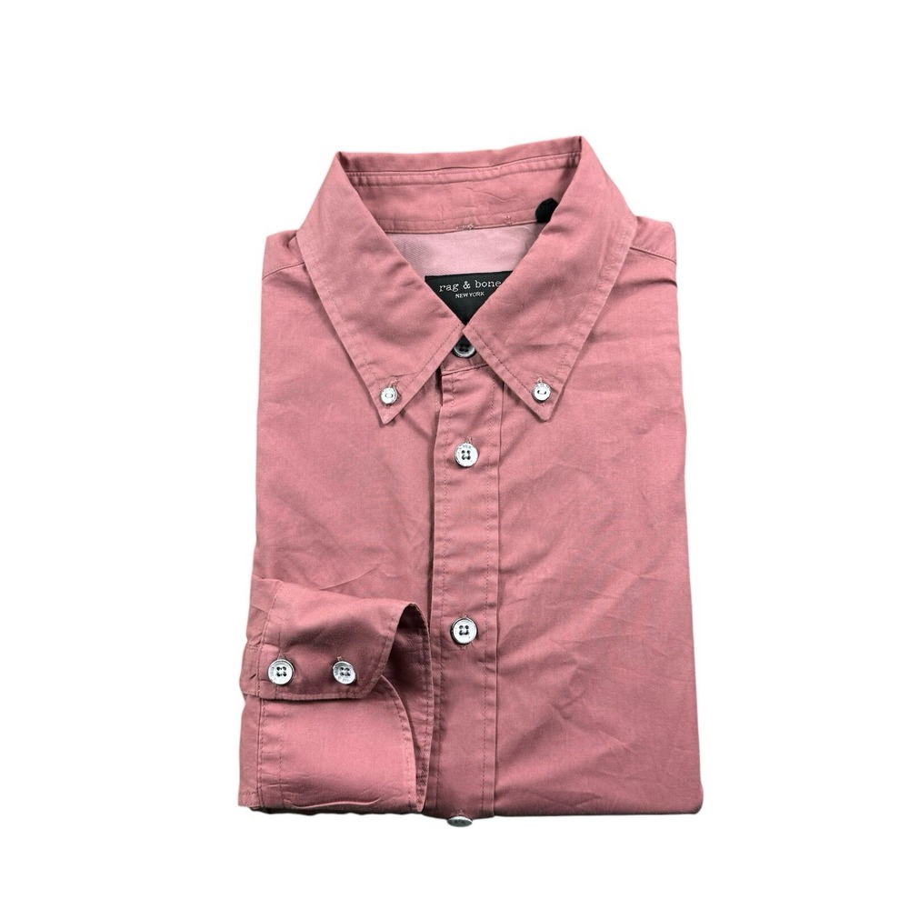 Rag & Bone Mens Fit 2 Light Red Metal Button Cotton Button Up Shirt Small